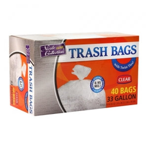Trash Bags - 33 Gallon - Twist Tie - Trash Bag - Clear (Case Qty: 240)