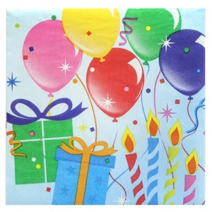 Birthday Balloons - Lunch Napkins - 40 Count (Case Qty: 1440)