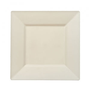 Squares - Cream 8" Square Plastic Dinner Plates (Case Qty: 120)