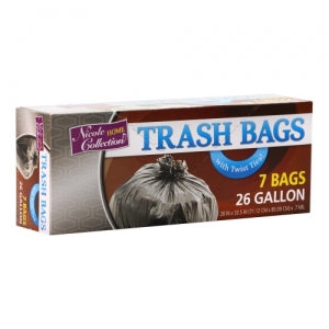 Trash Bags - 26 Gallon - Twist Tie - Trash Bag - Black (Case Qty: 336)
