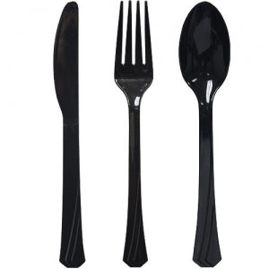 Black Heavyweight Cutlery Combo 24 Count (Case Qty: 576)