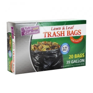 Trash Bags - 39 Gallon - Twist Tie - Lawn & Leaf Bag - Black - 30
