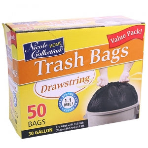 Nicole Home Collection Clear Trash Bags with Ties 30 Gallon 30