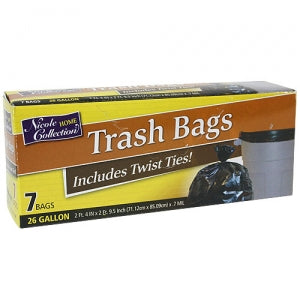 Trash Bags - 26 Gallon Trash Bags with Ties 7 Count (Case Qty: 336)
