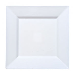 Squares - White 9.5" Square Plastic Dinner Plates (Case Qty: 120)