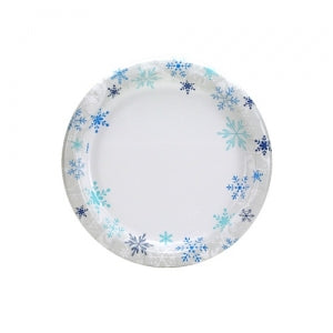 Blue Snowflakes - 7" Paper Plates - 48 Count (Case Qty: 576)