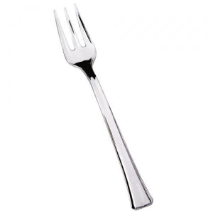 Mini Polished Silver Plastic Forks (Case Qty: 2400)