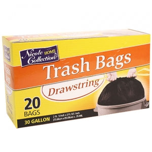 Trash Bags - 30 Gallon Drawstring Trash Bags 20 Count (Case Qty: 400)