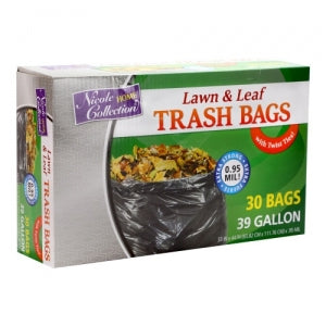 Trash Bags - 39 Gallon - Twist Tie - Lawn & Leaf Bag - Black - 30 Count (Case Qty: 300)