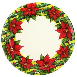 Poinsettia Wreath - 10.25" Paper Plates - 8 Count (Case Qty: 288)