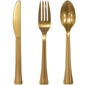 Gold Premium Plastic Cutlery Combo Bag - 24 Count (Case Qty: 576)