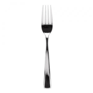 Polished Silver Plastic Cutlery - Forks - 24 Count (Case Qty: 576)