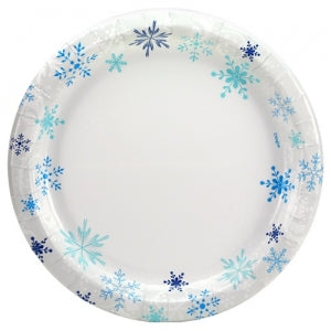 Snowflakes - 10" Paper Plates - 24 Count (Case Qty: 288)