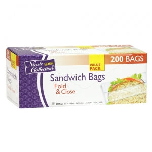 Sandwich - Fold & Close Bags - 200 Count (Case Qty: 9600)